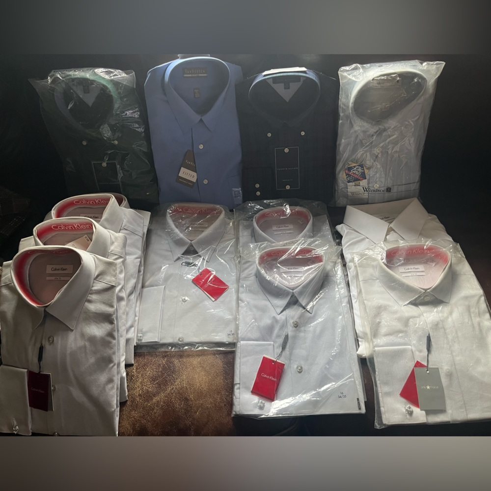 Calvin Klein, Hilfiger, Windsor, Dress Shirt - White,Gray,Blue,Green (Lot of 15)